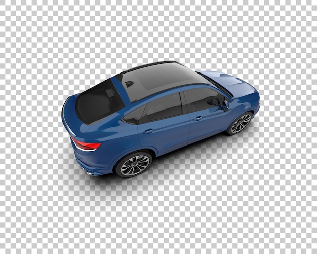 un coche azul con el capó abierto se muestra en un fondo blanco