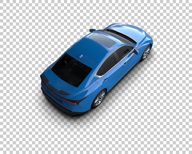un coche azul con un capó que dice en él