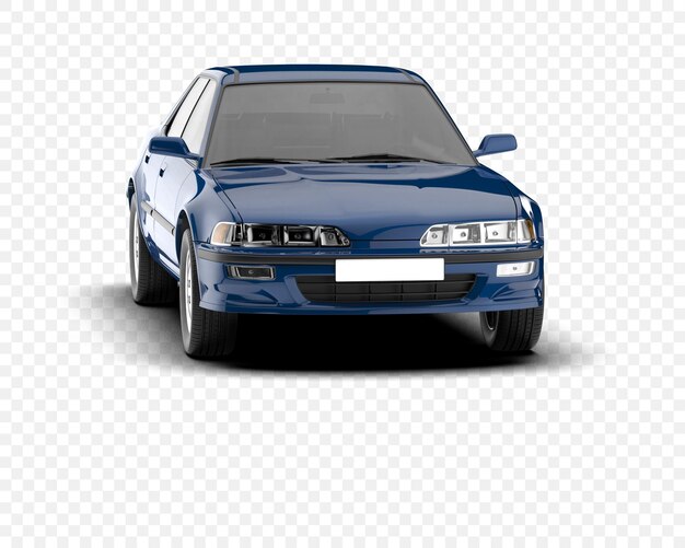 Coche azul con una matrícula blanca