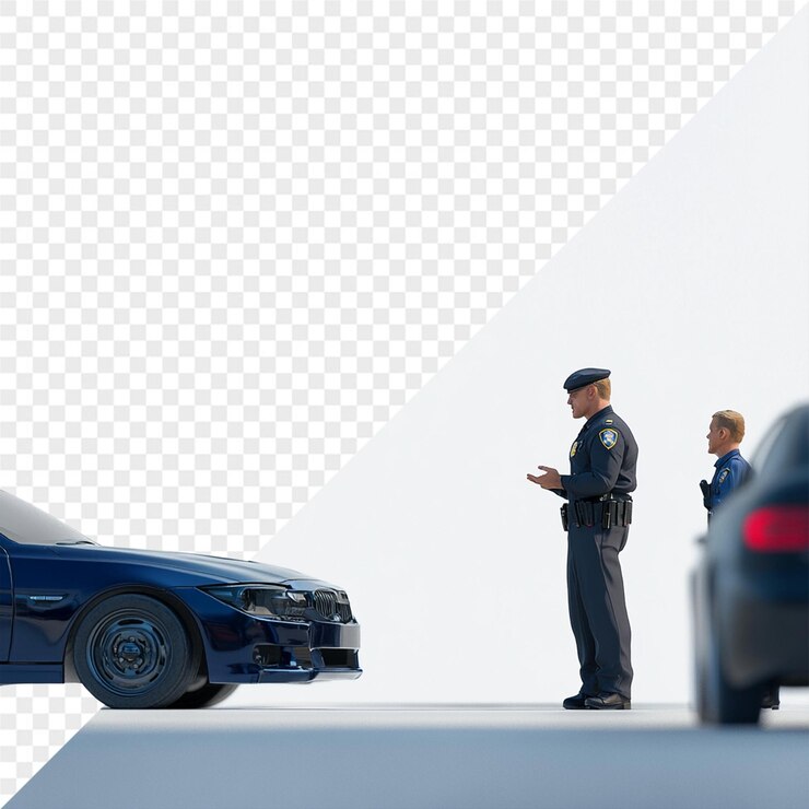 PSD un coche azul con la palabra policía en el frente