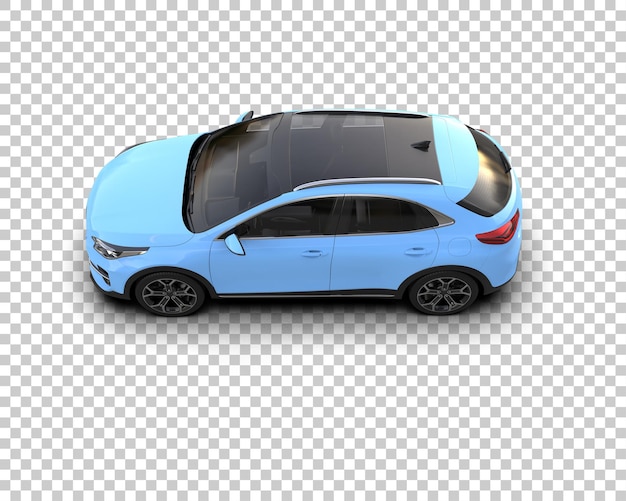 un coche azul con la puerta abierta se muestra en un fondo blanco
