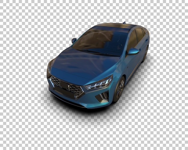 Un coche BMW azul con los faros encendidos.