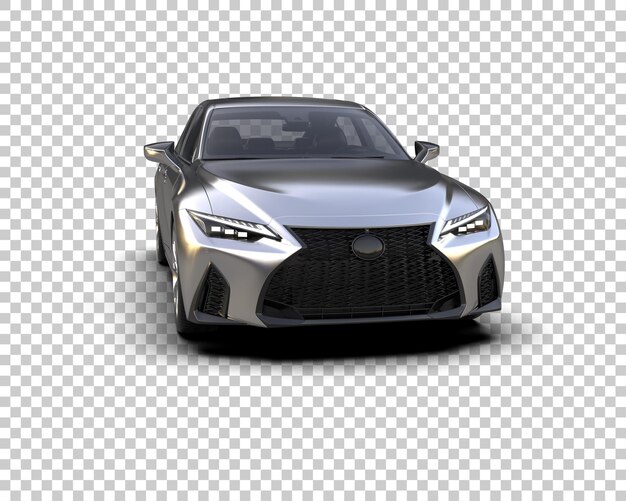 un coche BMW plateado con los faros en un fondo blanco