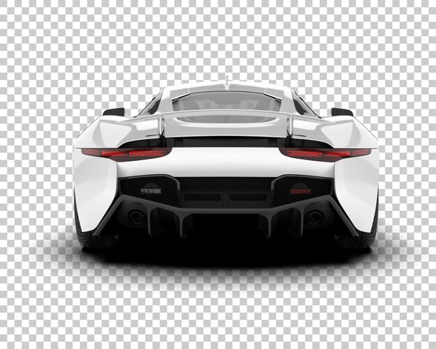 Coche de carreras blanco sobre fondo transparente Ilustración de renderizado 3d