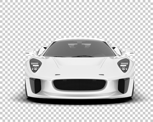 Coche de carreras blanco sobre fondo transparente Ilustración de renderizado 3d