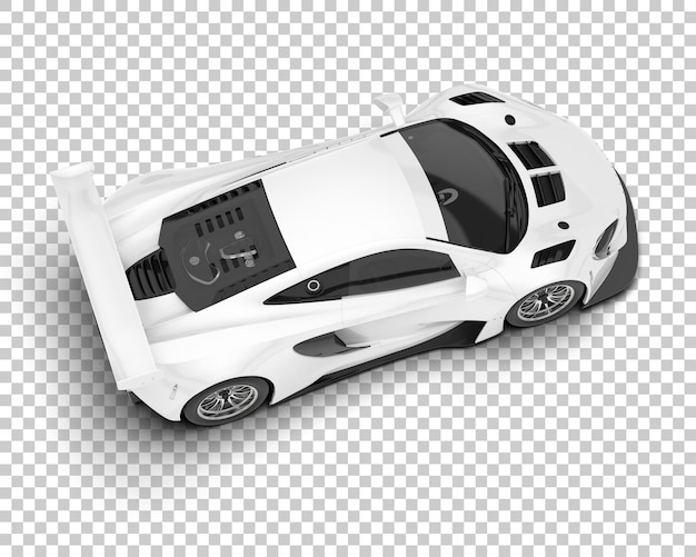 Coche de carreras blanco sobre fondo transparente Ilustración de renderizado 3d