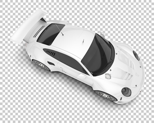 Coche de carreras blanco sobre fondo transparente Ilustración de renderizado 3d