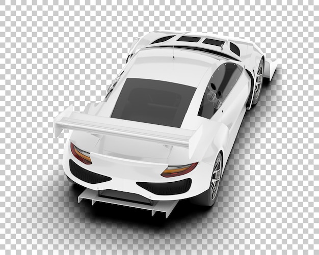 Coche de carreras blanco sobre fondo transparente ilustración de renderizado 3d