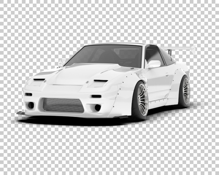 PSD coche de carreras blanco sobre fondo transparente ilustración de renderizado 3d