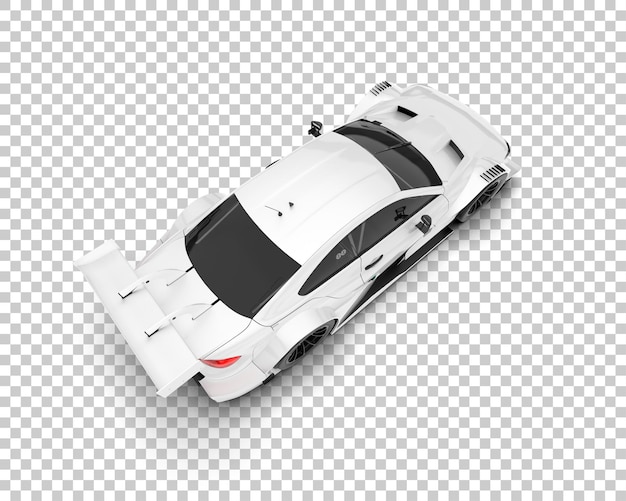 Coche de carreras blanco sobre fondo transparente Ilustración de renderizado 3d