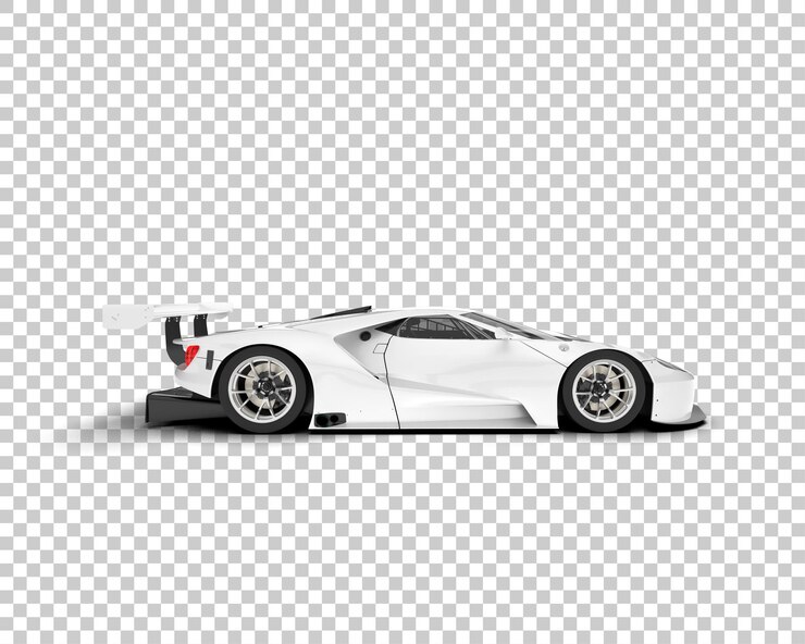 PSD coche de carreras blanco sobre fondo transparente ilustración de renderizado 3d