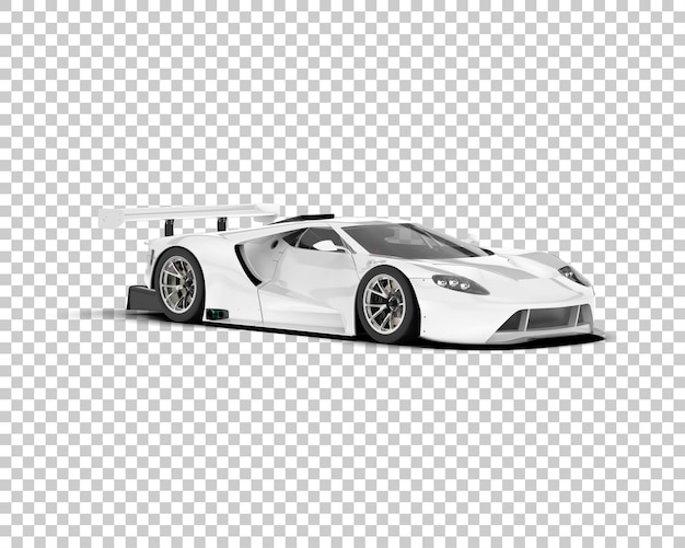 Coche de carreras blanco sobre fondo transparente ilustración de renderizado 3d