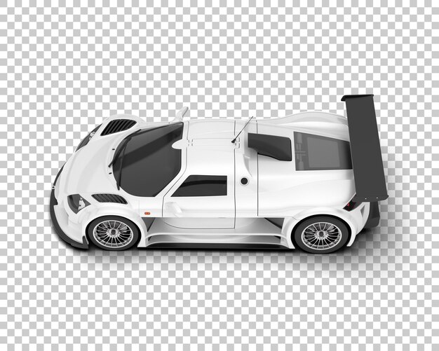 Coche de carreras blanco sobre fondo transparente Ilustración de renderizado 3d