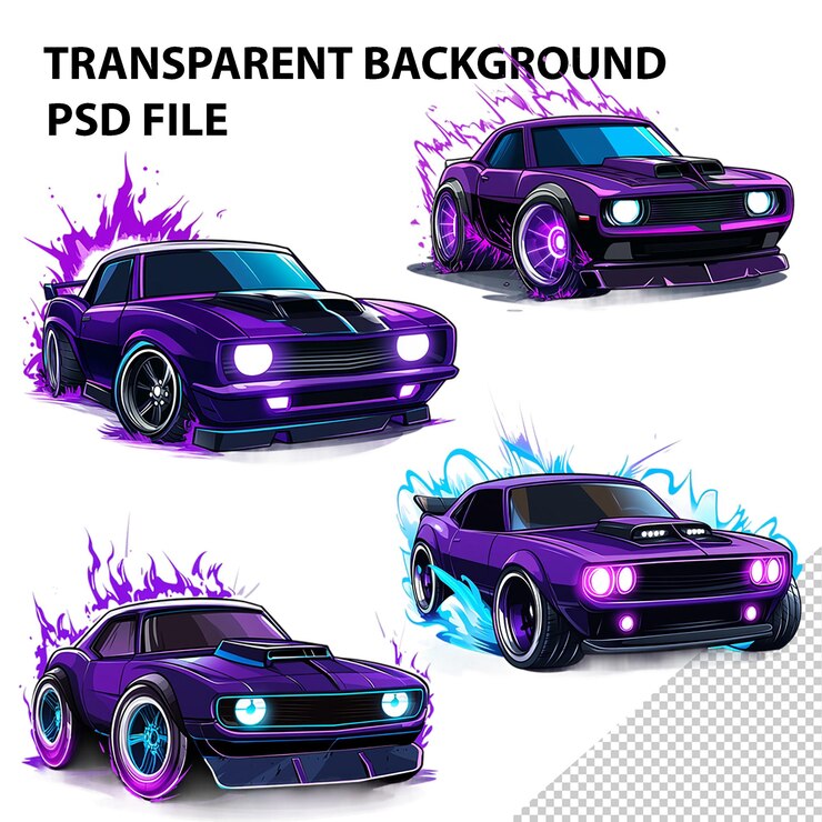 PSD coche de carreras eléctrico aislado sobre un fondo transparente