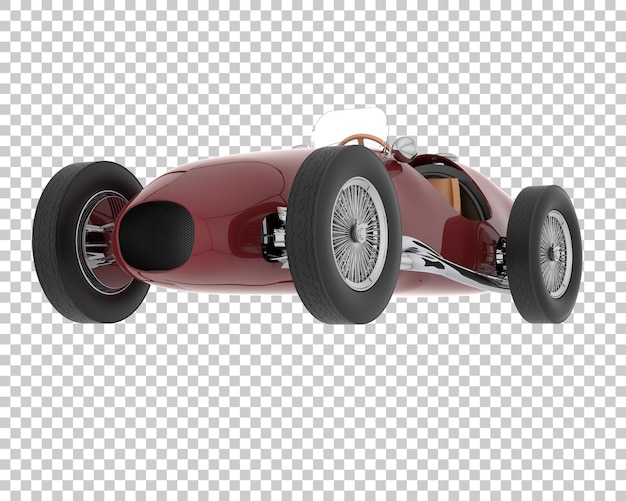 Coche de carreras retro en la ilustración de representación 3d de fondo transparente