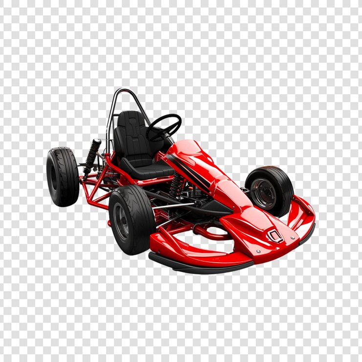 PSD un coche de carreras rojo en un fondo transparente