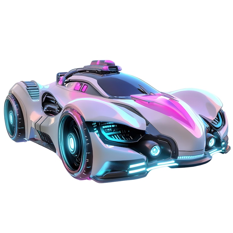 PSD el coche de carreras rosa futurista
