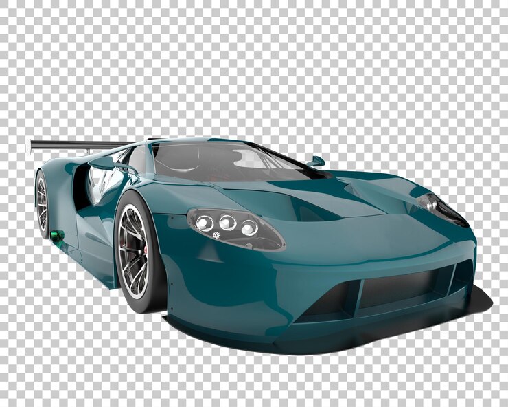 PSD coche de carreras sobre fondo transparente. representación 3d - ilustración