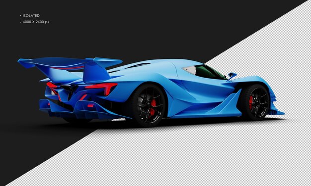 PSD coche de carreras super sport moderno azul mate realista aislado desde la vista trasera derecha