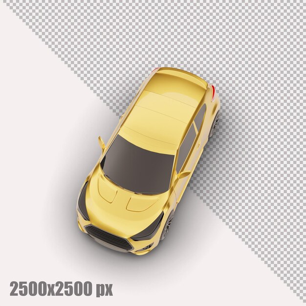 Coche de ciudad amarillo realista en render 3d