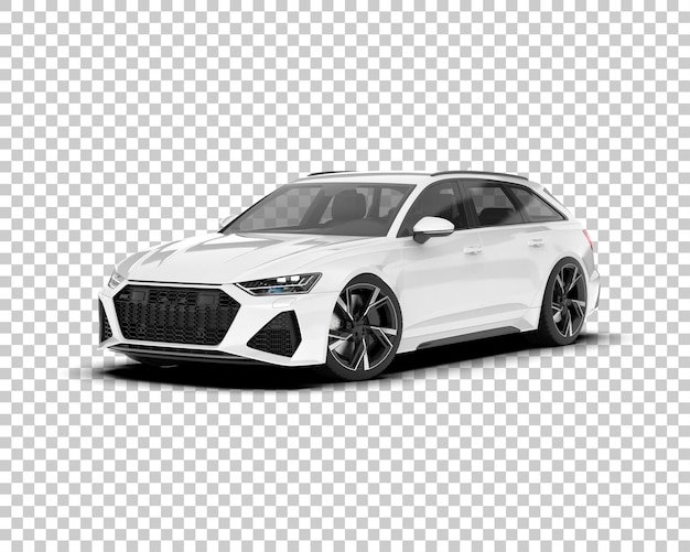 Coche de ciudad blanca sobre fondo transparente Ilustración de renderizado 3d
