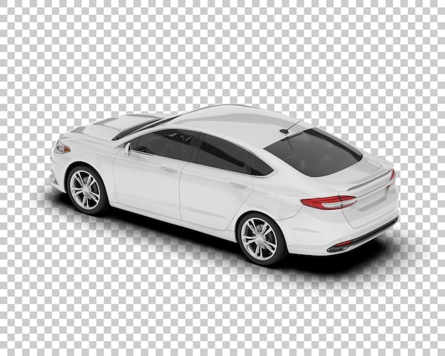 Coche de ciudad blanca sobre fondo transparente Ilustración de renderizado 3d