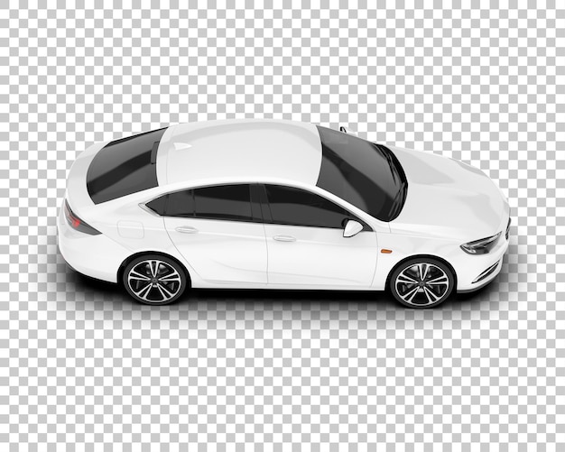 Coche de ciudad blanca sobre fondo transparente Ilustración de renderizado 3d