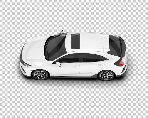 Coche de ciudad blanca sobre fondo transparente Ilustración de renderizado 3d