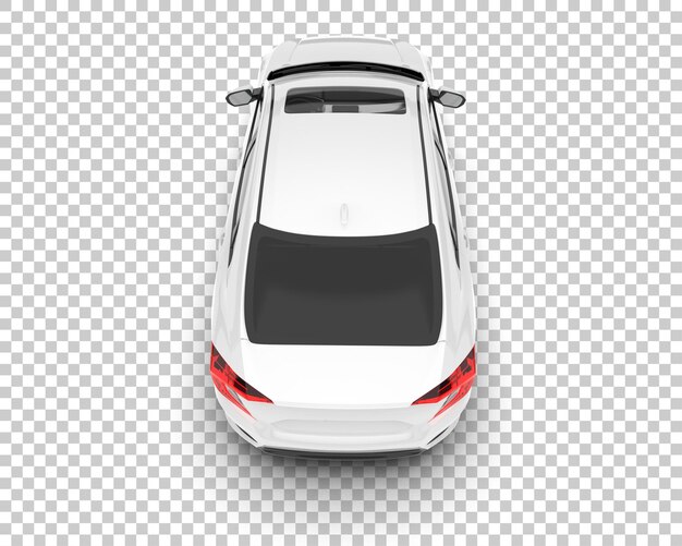 Coche de ciudad blanca sobre fondo transparente Ilustración de renderizado 3d