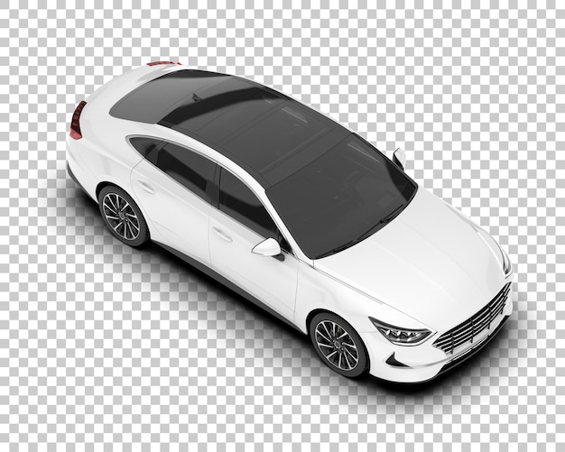 Coche de ciudad blanca sobre fondo transparente Ilustración de renderizado 3d