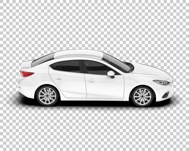 Coche de ciudad blanca sobre fondo transparente Ilustración de renderizado 3d
