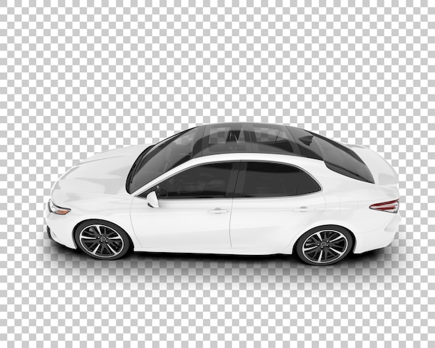 Coche de ciudad blanca sobre fondo transparente Ilustración de renderizado 3d
