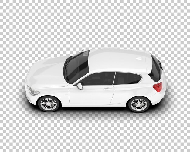 Coche de ciudad blanca sobre fondo transparente Ilustración de renderizado 3d