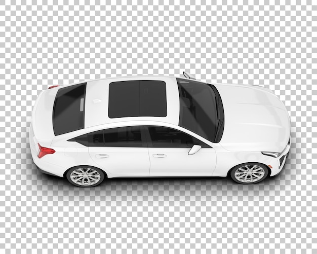 Coche de ciudad blanca sobre fondo transparente ilustración de renderizado 3d