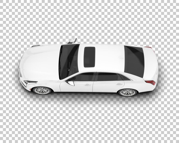 Coche de ciudad blanca sobre fondo transparente Ilustración de renderizado 3d