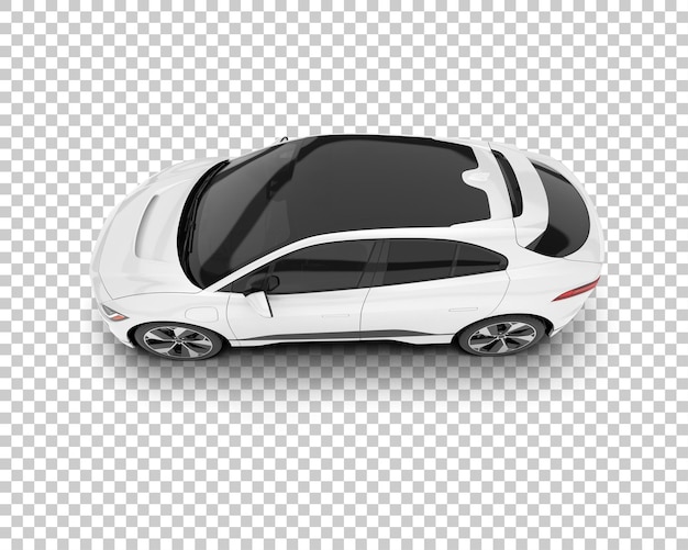Coche de ciudad blanca sobre fondo transparente Ilustración de renderizado 3d
