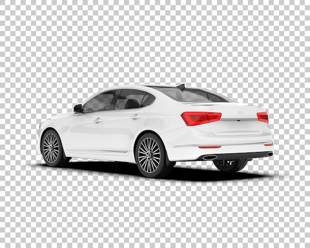 Coche de ciudad blanca sobre fondo transparente Ilustración de renderizado 3d