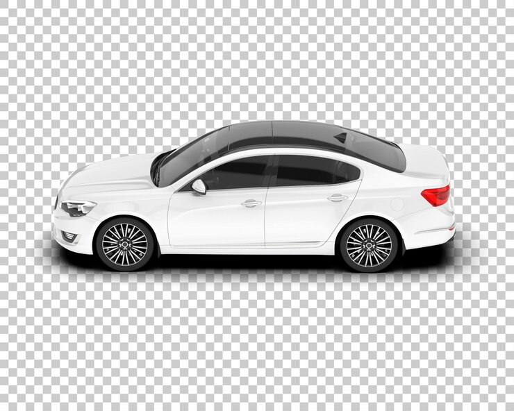 PSD coche de ciudad blanca sobre fondo transparente ilustración de renderizado 3d