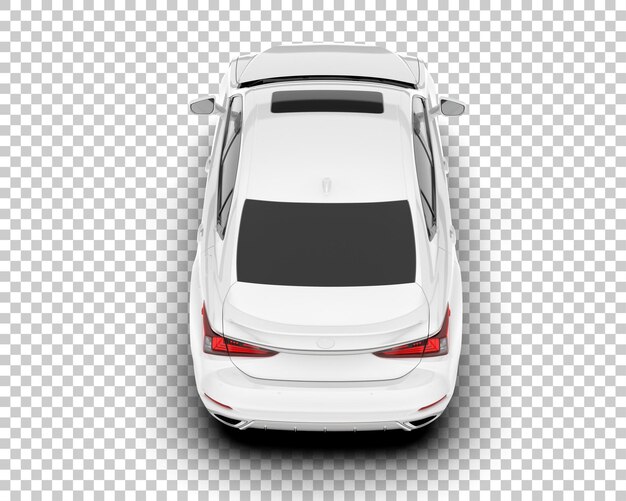 Coche de ciudad blanca sobre fondo transparente Ilustración de renderizado 3d