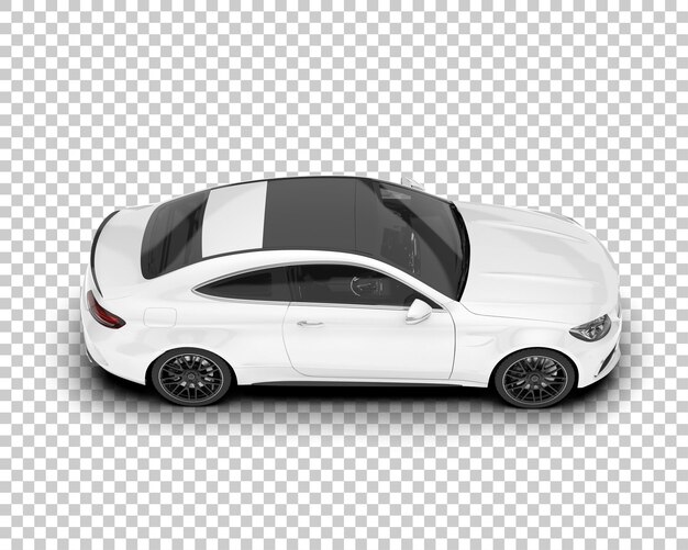 Coche de ciudad blanca sobre fondo transparente Ilustración de renderizado 3d