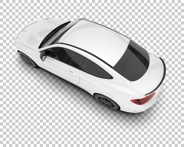 Coche de ciudad blanca sobre fondo transparente Ilustración de renderizado 3d