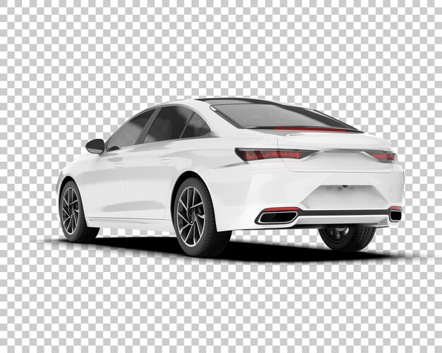 Coche de ciudad blanca sobre fondo transparente Ilustración de renderizado 3d