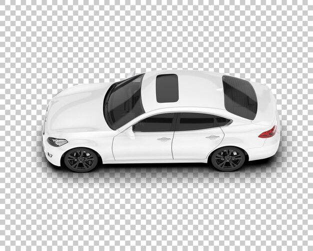 Coche de ciudad blanca sobre fondo transparente Ilustración de renderizado 3d