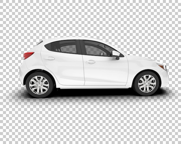 Coche de ciudad blanca sobre fondo transparente Ilustración de renderizado 3d