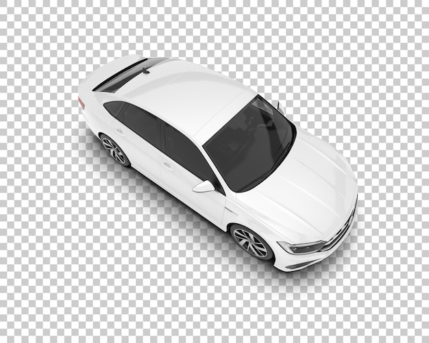 Coche de ciudad blanca sobre fondo transparente Ilustración de renderizado 3d