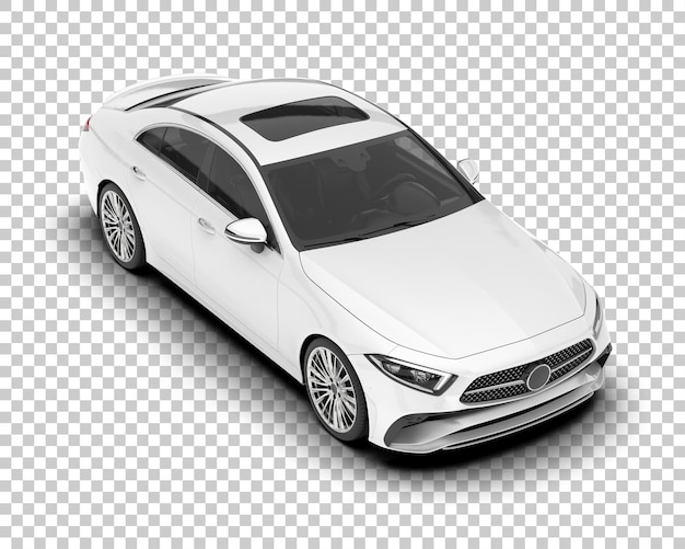 Coche de ciudad blanca sobre fondo transparente Ilustración de renderizado 3d