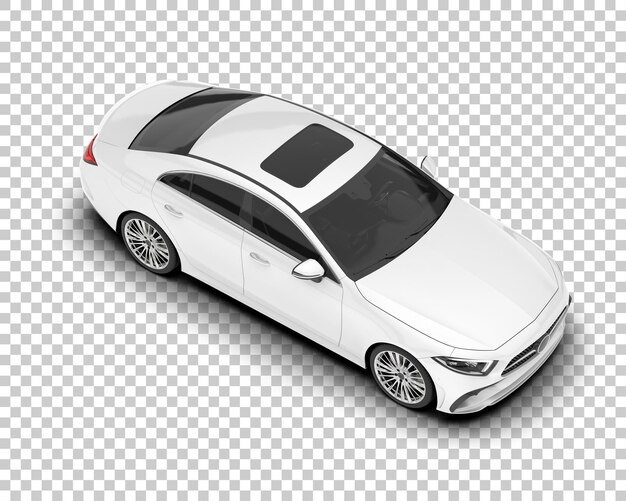 Coche de ciudad blanca sobre fondo transparente Ilustración de renderizado 3d