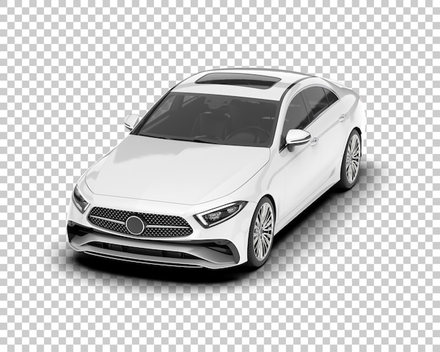 Coche de ciudad blanca sobre fondo transparente Ilustración de renderizado 3d