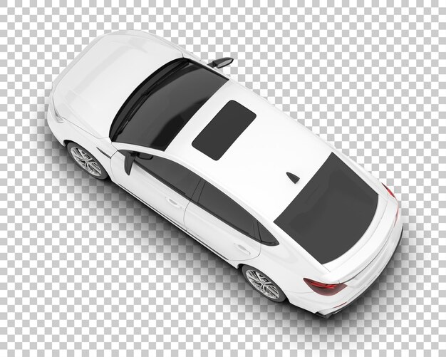 Coche de ciudad blanca sobre fondo transparente Ilustración de renderizado 3d