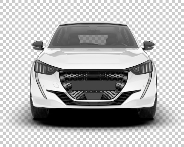 Coche de ciudad blanca sobre fondo transparente Ilustración de renderizado 3d